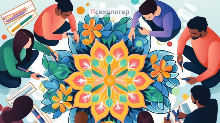 Процес спільного малювання мандали